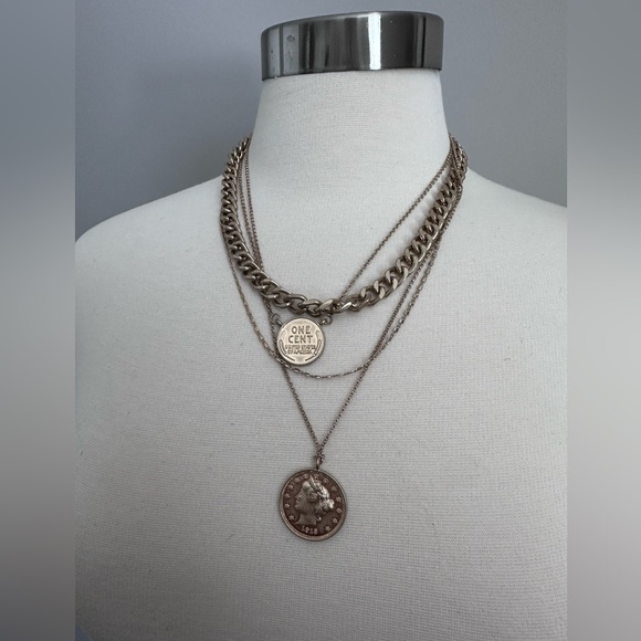 Jewelry - NWOTs Multi Chain Layered Vintage Inspired Coin Necklace -Boutique